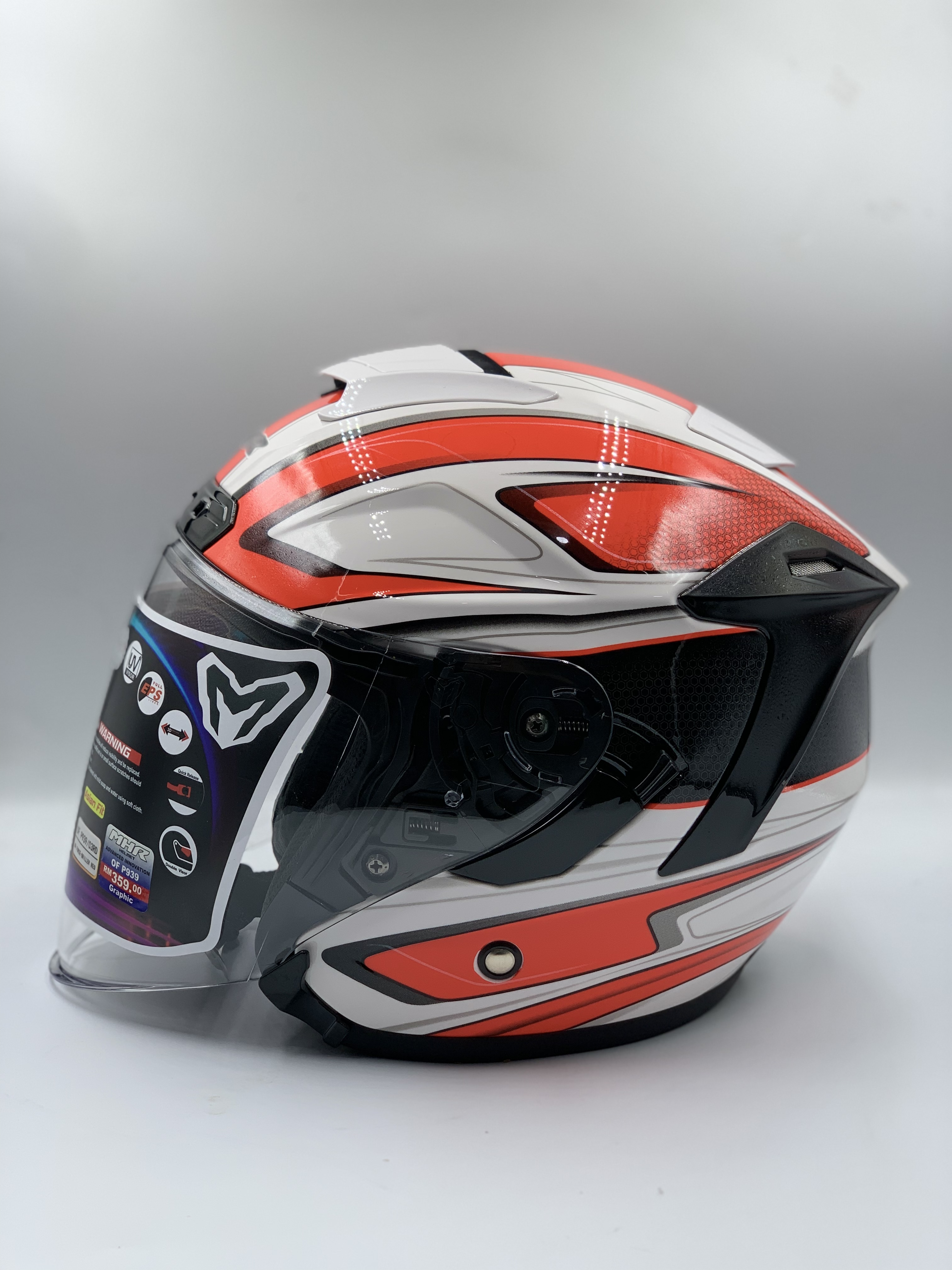 MHR Helmet Open Face BRILLER RED GRAPHIC (SIRIM)